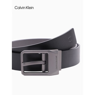 Calvin KleinCK Jeans男士真皮商务双面用哑光金属针扣式牛皮腰带礼物HC0634 001-黑色 85cm