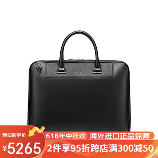 新秀丽（Samsonite）/新款男士公文包牛皮革手提男包 风琴式开口NQ3 黑色