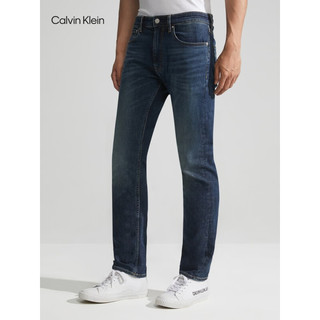 Calvin Klein Jeans春秋男士休闲简约贴片楔形版微弹水洗锥形牛仔裤J319357 1BJ-牛仔深蓝 28