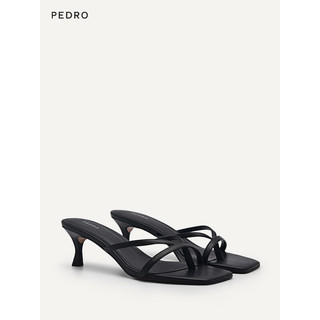 Pedro拖鞋23夏季新款女鞋外穿夹趾高跟凉拖鞋PW1-26760049 黑色 34