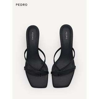 Pedro拖鞋23夏季新款女鞋外穿夹趾高跟凉拖鞋PW1-26760049 黑色 34