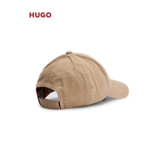HUGO男士2023年早秋新款帆布徽标棉质斜纹布鸭舌帽 242-棕色 EU:ONESI