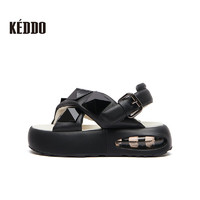 KEDDO“运动公园”纯色铆钉朋克风厚底凉鞋时尚户外女鞋2023新款 黑色 35