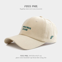 Foss Phil 棒球帽男女夏季潮流帽子宽檐大头围字母刺秀鸭舌帽防晒遮阳帽米色