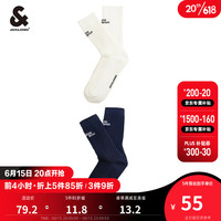 杰克·琼斯（JACK&JONES）夏季男士简约休闲百搭个性字母刺绣装饰舒适中筒袜子22321Q024 奶白-A42 24-26/M