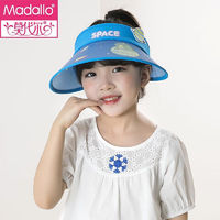 莫代尔（Madallo）儿童防晒帽子女卡通大檐空顶帽可调节宝宝男童遮阳帽太空空顶深蓝