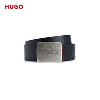 HUGO男士2023秋季新款徽标图案牌扣皮革腰带 001-黑色 EU:95