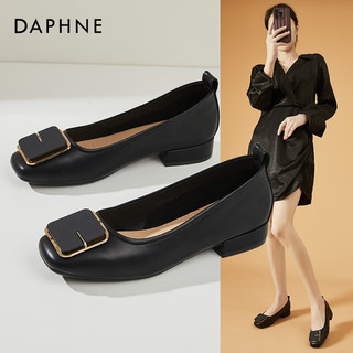 DAPHNE 达芙妮 单鞋女玛丽珍船鞋2023春季新款工作宴会皮鞋 黑色 跟高2.5cm 37标准码