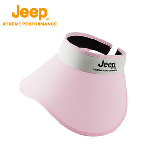 Jeep（吉普）夏季新品户外UPF50+遮阳防晒帽子女骑行旅游无顶运动帽洋气大檐帽 米白/粉色54-60CM