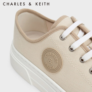 CHARLES&KEITH23夏季新品CK1-70900482简约休闲系带板鞋女鞋 Taupe灰褐色 35