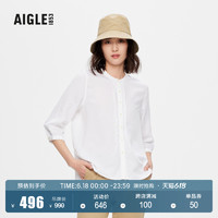 AIGLE 艾高 夏季女士户外休闲时尚简约经典圆领纯色七分袖衬衫