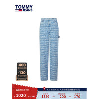 TOMMY HILFIGER 23新款早秋女装潮流涂鸦满印水洗微弹牛仔裤DW0DW16048 牛仔蓝1A5 28