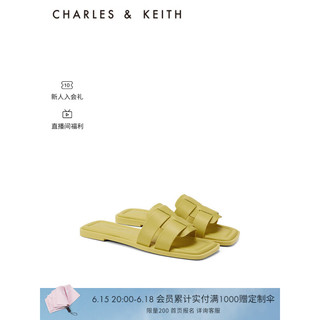 CHARLES&KEITH23夏季新品SL1-71790012简约外穿罗马凉拖鞋女 Yellow黄色 39