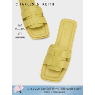 CHARLES&KEITH23夏季新品SL1-71790012简约外穿罗马凉拖鞋女 Yellow黄色 39