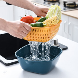 余裕 六件套洗菜篓子双层洗菜盆沥水篮厨房洗水果滤水篮淋漏水神器网红