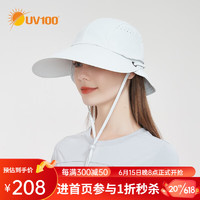 UV100防晒帽男女夏凉感遮阳帽防紫外线透气圆帽双面戴渔夫帽23307 极简灰-遮蔽率99.23 % F