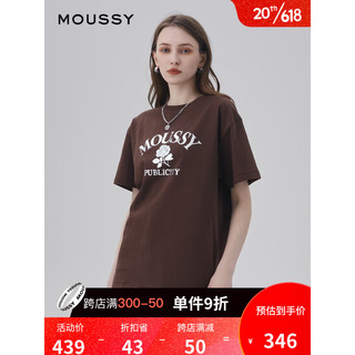 moussy 2023夏季新款复古花朵印花休闲多色短袖T恤029ESA90-0120 063深棕色 00020/F