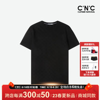 C'N'CCNC男装23年春夏新款短袖T恤男品牌提花格子打底衫 黑色 48（170/88A）