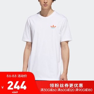 adidas ORIGINALS adidas阿迪达斯官方三叶草男印花纯棉运动上衣圆领短袖T恤GP4306 白 S(参考身高:173~178CM)