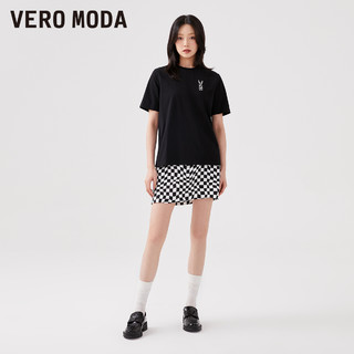 Vero ModaT恤春夏圆领兔子印花黑色可爱少女纯棉短袖女 C16嫩粉色 L