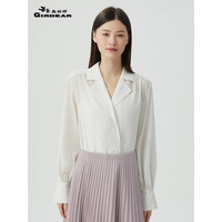 哥弟真的好女装2023夏季新款通勤V型翻领廓形衬衫上衣女A301190 白 L(4码)