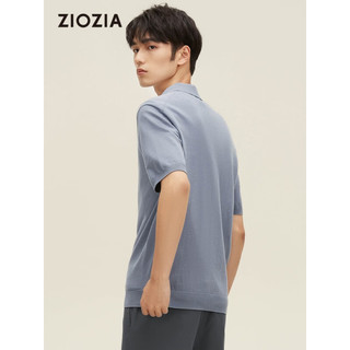 ZIOZIA短袖针织衫男士翻领夏季新品时尚休闲纯色修身ZEQC2X06 浅蓝色 95/M/170