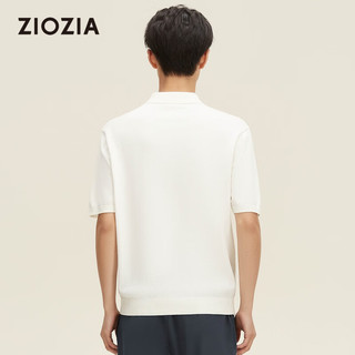 ZIOZIA 短袖针织衫男士翻领夏季新品时尚休闲纯色修身ZEQC2X06 白色 95/M/170