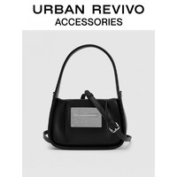 URBAN REVIVO2023夏季新款女士潮流设计褶皱手提斜挎包UAWB32220 正黑