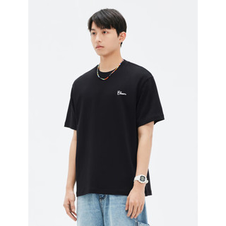 GXG男装 商场同款黑色短袖T恤后背印花 2023年夏季新品GE1441010E 黑色 175/L