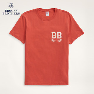Brooks Brothers/布克兄弟男士夏新纯棉圆领印花短袖休闲T恤