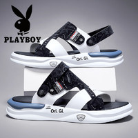 花花公子(PLAYBOY)凉鞋男款2023新款夏季软底防滑凉拖鞋潮流户外男士沙滩鞋子男 CPL1228882黑白 42