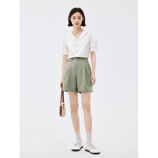 诗凡黎（'SEIFINI）木耳边衬衫2023年夏新款女小众高级设计感超好看小上衣 白色 155/80A/S