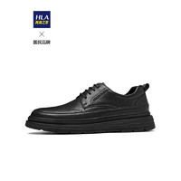HLA 海澜之家 皮鞋男士复古雕花透气商务皮鞋HAAPXM3ACV0174 黑色冲孔款41