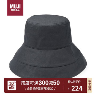 无印良品（MUJI）防紫外线 莱赛尔亚麻混 宽边帽DBA36A3S 深灰色 55-57.5cm 父亲节礼物