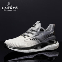 老人头（laorentou）时尚百搭韩版飞织网面运动鞋舒适透气户外休闲鞋男 LA01 灰 42
