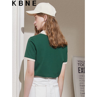 KBNE学院风POLO领撞色设计T恤女2023年夏季韩版时尚设计感T恤女 绿色 L