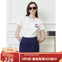 唐可娜儿（DKNY）2023春夏新品女爱心气球印花LOGO休闲短袖T恤女装 白色 XL(170/92A)