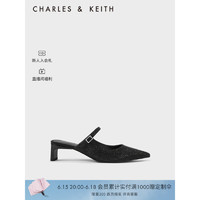 CHARLES&KEITH23夏季新品CK1-61720145尖头亮钻时尚穆勒鞋女 Black黑色 38