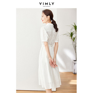梵希蔓翻领白色连衣裙女夏季新款法式复古高级感田园文艺风长裙子 M2000 白色 S