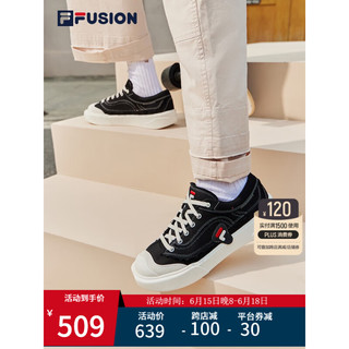 FILA FUSION斐乐潮牌CURVE女鞋帆布鞋2023夏季新款轻便滑板运动鞋透气 黑-BK 40