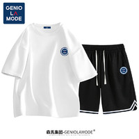 GENIOLAMODE森马集团短袖套装男夏季青少年韩版潮流卡通印花T恤运动两件套
