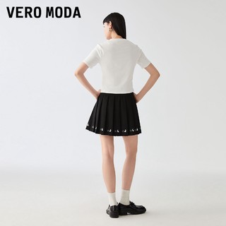 Vero ModaT恤女2023春夏新款圆领修身版型短袖休闲简约气质 S85本白色 S