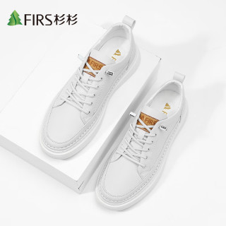 杉杉(firs)鞋子男士皮鞋百搭小白鞋男舒适板鞋男时尚休闲鞋男鞋 白色