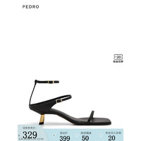 Pedro凉鞋23夏季新款女鞋时尚腕带方头露趾凉鞋PW1-26760045 黑色 35