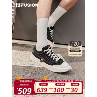 斐乐（FILA）FILA FUSION斐乐潮牌CURVE男鞋帆布鞋2023夏季新款轻便滑板运动鞋 黑-BK 42