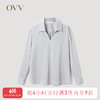 OVV2023春夏新款女装优雅缎面醋酸经典翻领长袖衬衫上衣 银色（净色）A2 XS