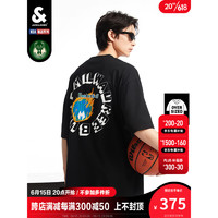 杰克·琼斯（JACK&JONES）NBA联名时尚运动男士字母宽松圆领短袖T恤上衣223201032 黑色 175/96A/M