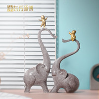 东方师傅 心心象印 全铜大象摆件乔迁新居礼品家居客厅电视柜酒柜装饰品创意新中式玄关家装小象工艺品礼物 心心象印（长31.5*宽9.9*高36.3CM）