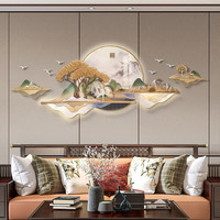 RELIFE 福雕家饰 客厅装饰画现代简约壁画极简新中式沙发背景墙画轻奢餐厅挂画 福山福境-灯光遥控75*238