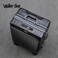 Walker Shop前开口旅行箱多功能登机箱拉杆箱铝框行李箱密码箱 黑色 26寸